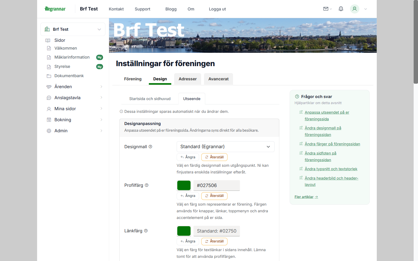 Typsnitt och textstorlek i designinställningarna