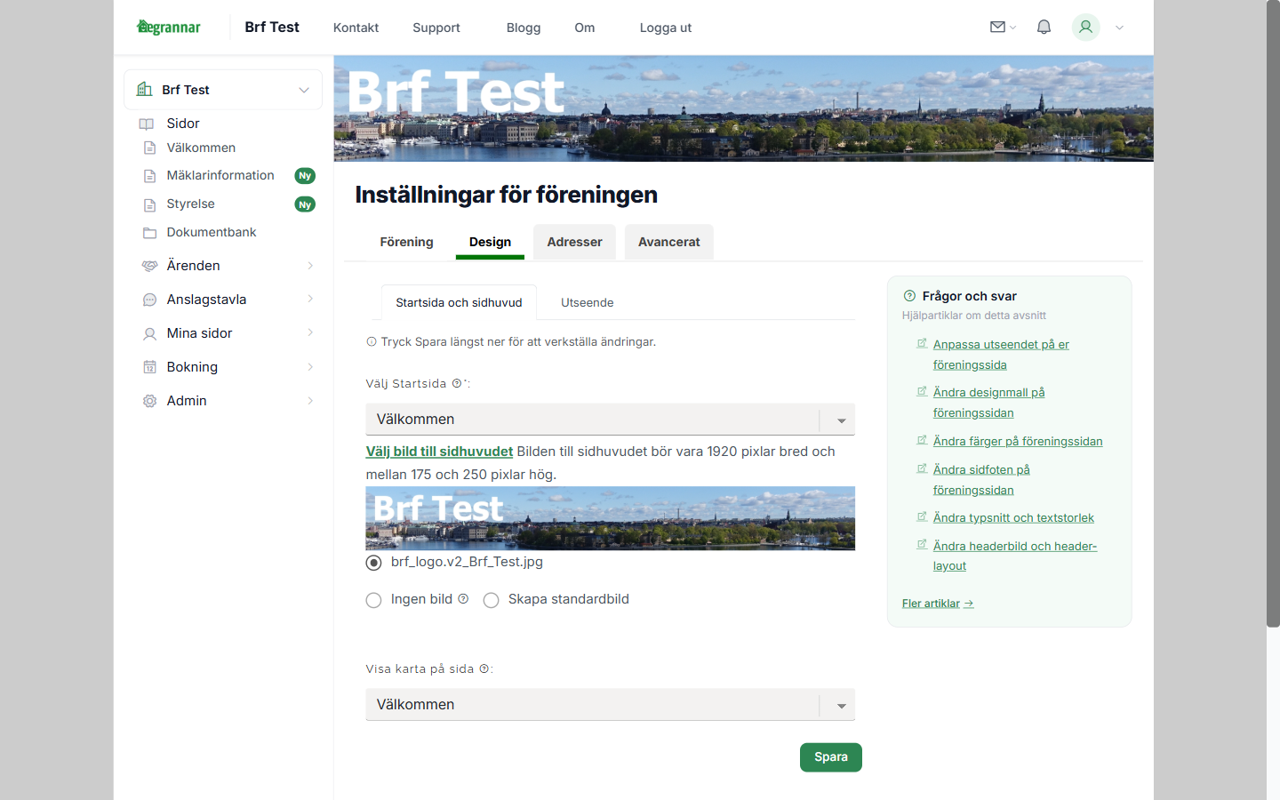 Design-fliken under Inställningar