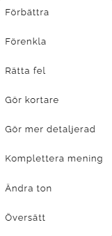 AI Assistentens verktyg i textredigeraren