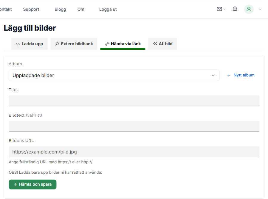 Hämta bild via länk