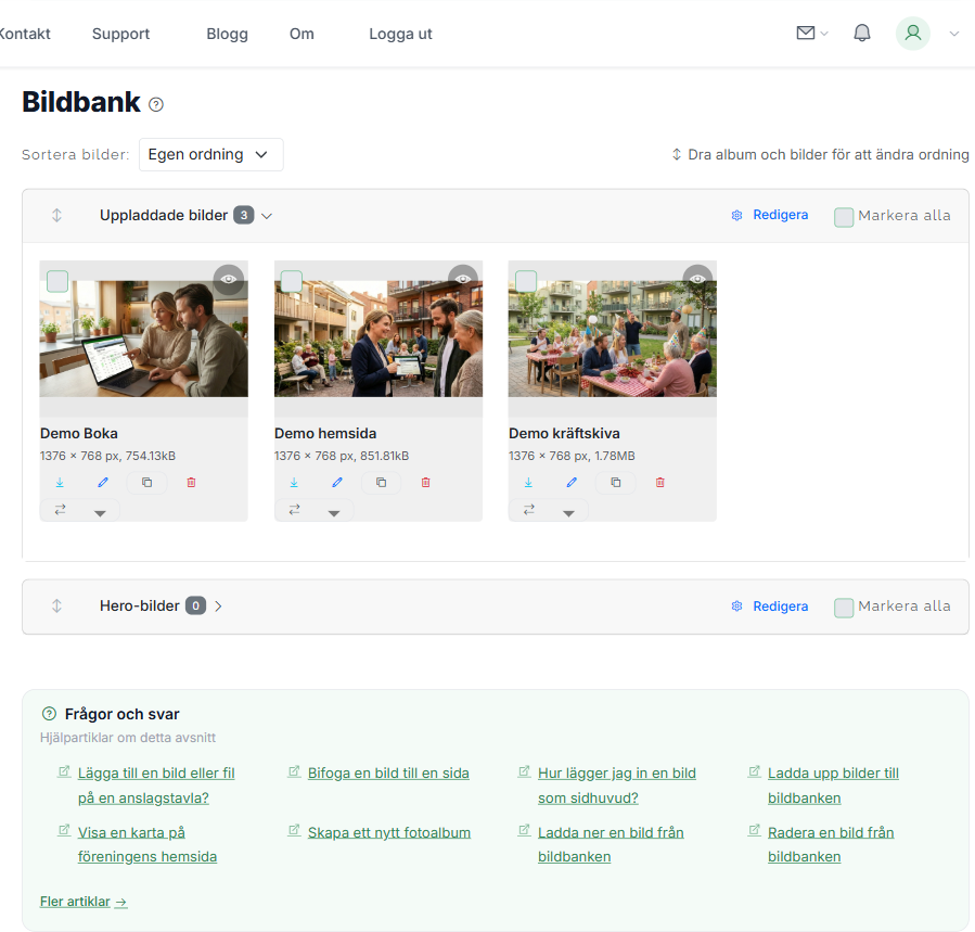 Bildbanken med album och bilder