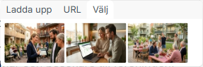 Bildval från bildbanken med tre flikar