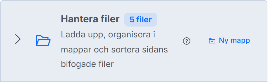 Panelen Hantera filer i sidredigeraren