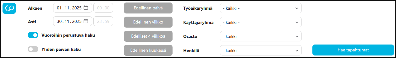 Työaikaseurannan hakutyökalut
