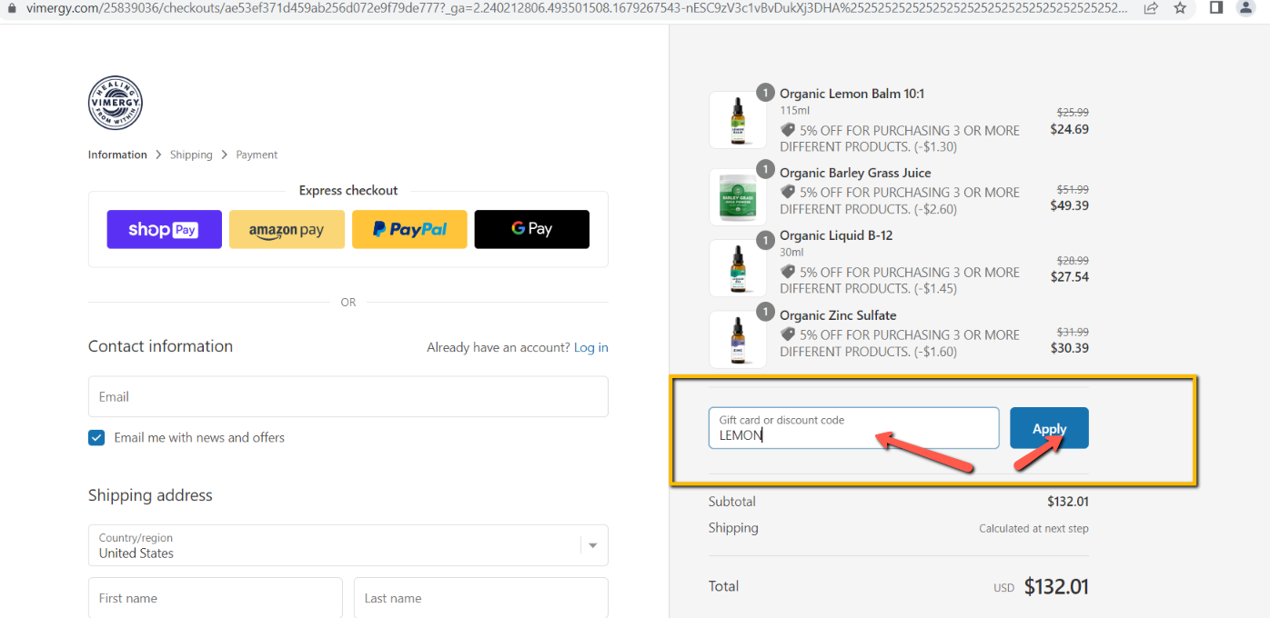 Lemon Balm Discount not working Vimergy Help Center
