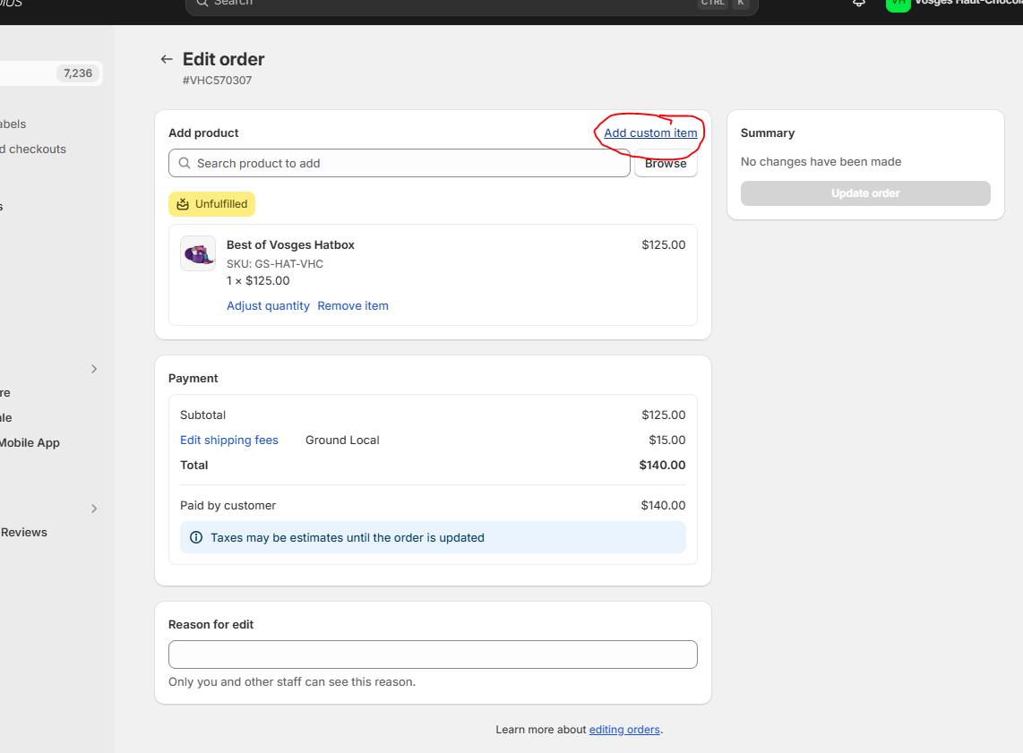 Sending email invoice in Shopify for Shipping Upgrade Vosges Training