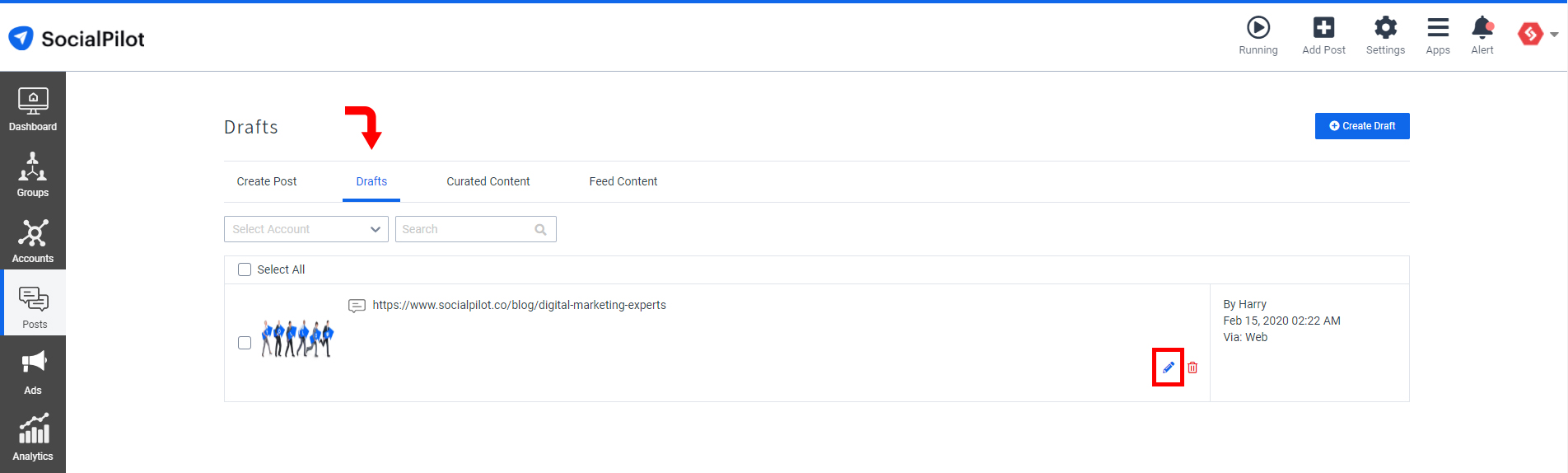 Can I Save Posts As Drafts Socialpilot Help