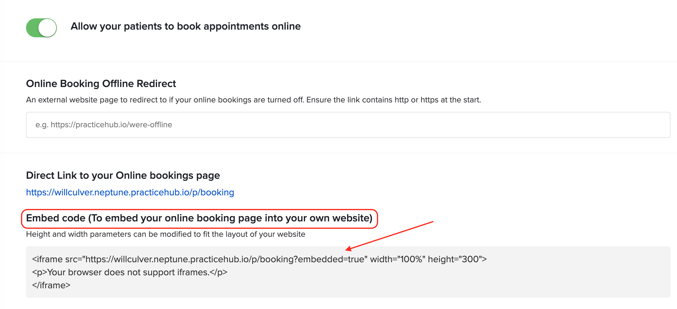 Embed Your Online Booking Tool - PracticeHub Help Centre