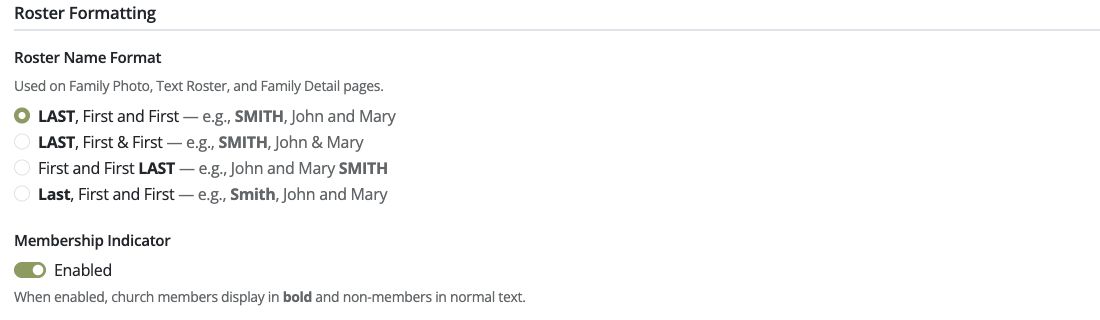 Membership Indicator enabled under PDF Setup roster formatting.
