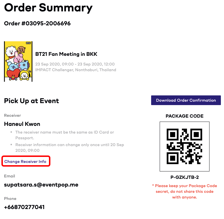 Changing Ticket Receiver's name (If available) Eventpop Help Center