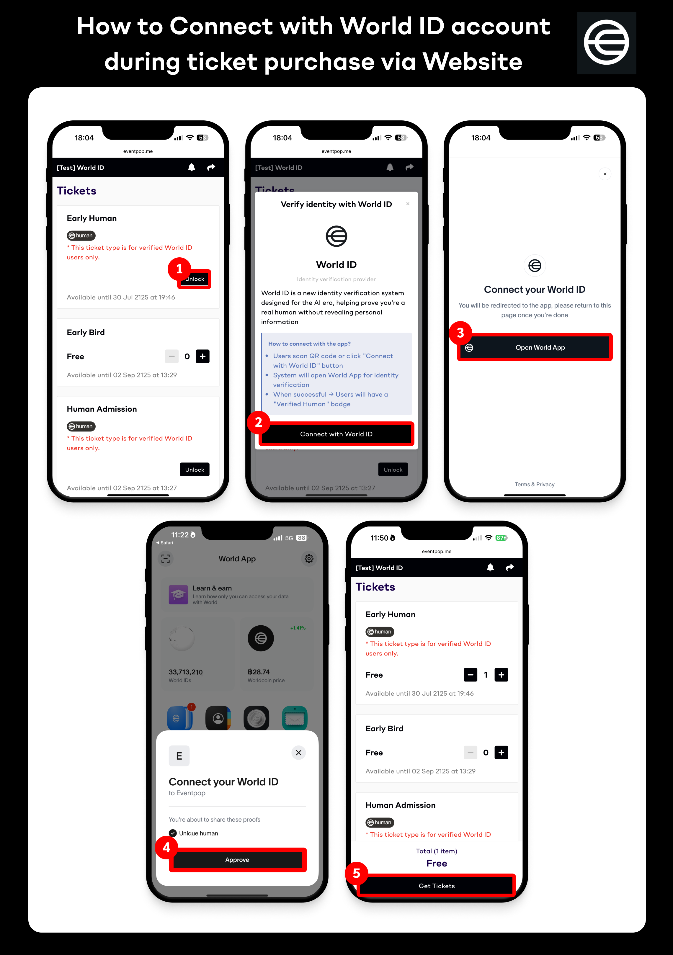 How to connect your World ID account during ticket purchase on Eventpop