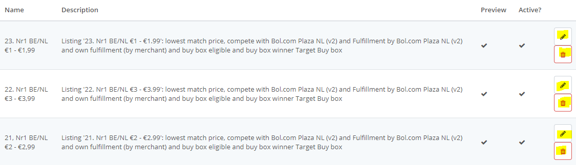 ChannelEngine back-end: reprice rules overview