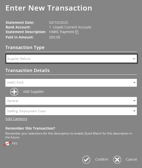 ExpensePlus Enter New Transactions screen