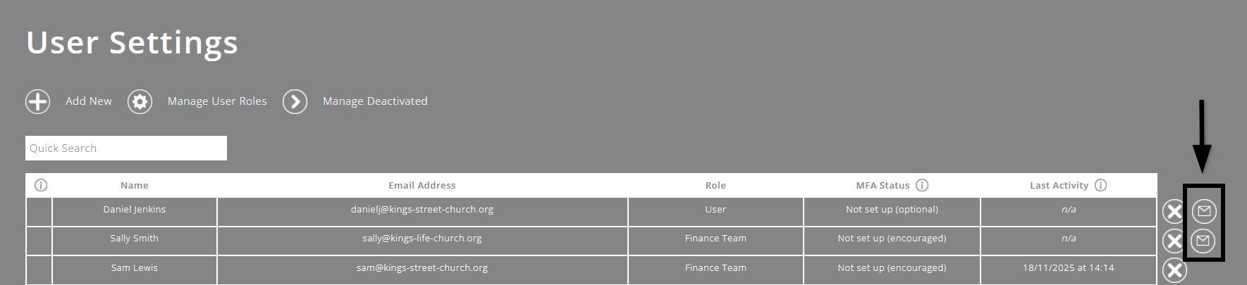 ExpensePlus screenshot of user settings screen, highlighting the 'Resend welcome email' button