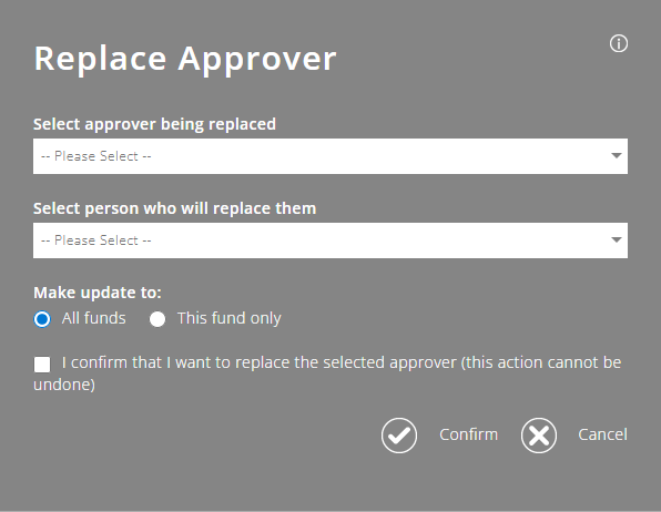 ExpensePlus Replace Approver pop up