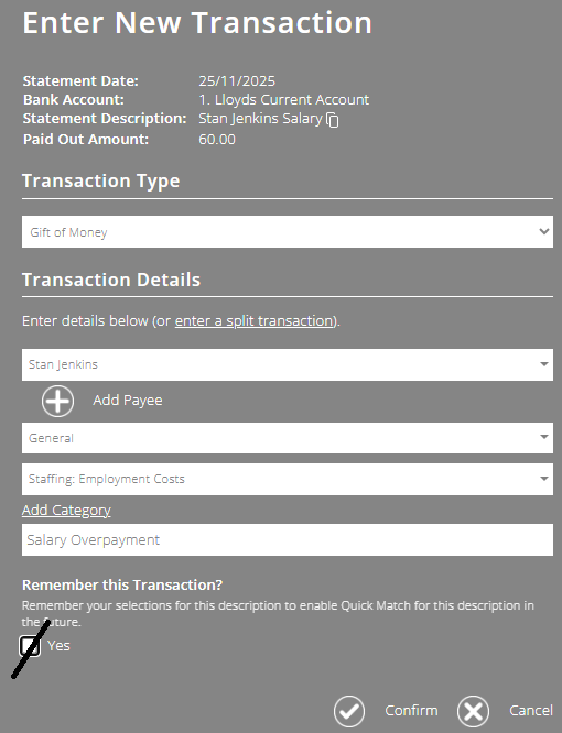ExpensePlus screenshot of new transaction popup