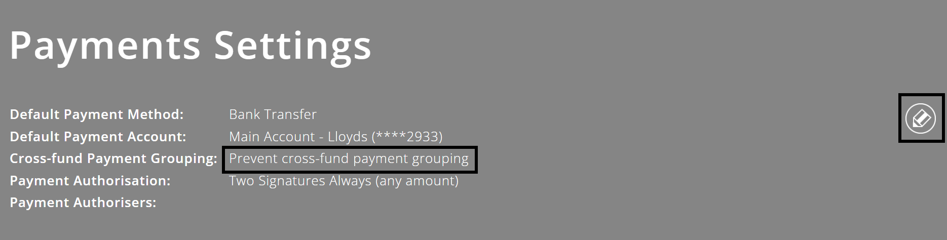 ExpensePlus payment settings