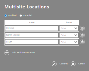 ExpensePlus Multisite Locations settings pop up within LoveGiving module settings