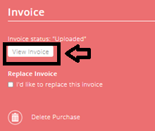 ExpensePlus screen of an invoice purchase screen, highlighting the 'View Invoice' button