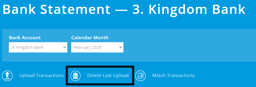 ExpensePlus View Statement screen highlighting Delete Last Upload button