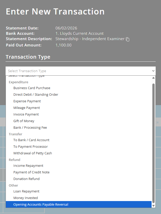 ExpensePlus screenshot of bank reconciliation popup