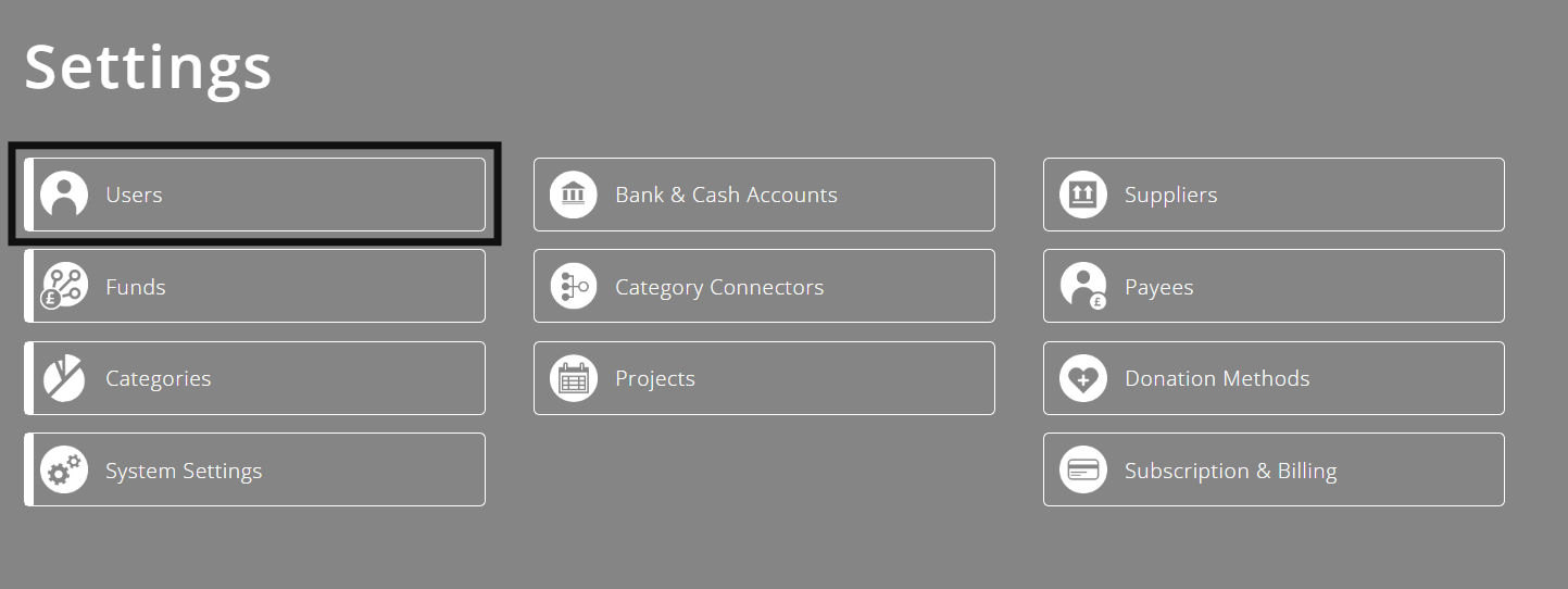 ExpensePlus Setting screen highlighting the Users icon