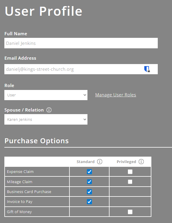 ExpensePlus User Profile screen