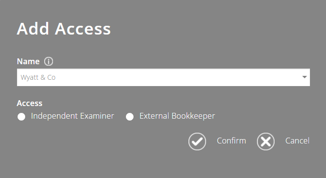ExpensePlus Add Access popup screen
