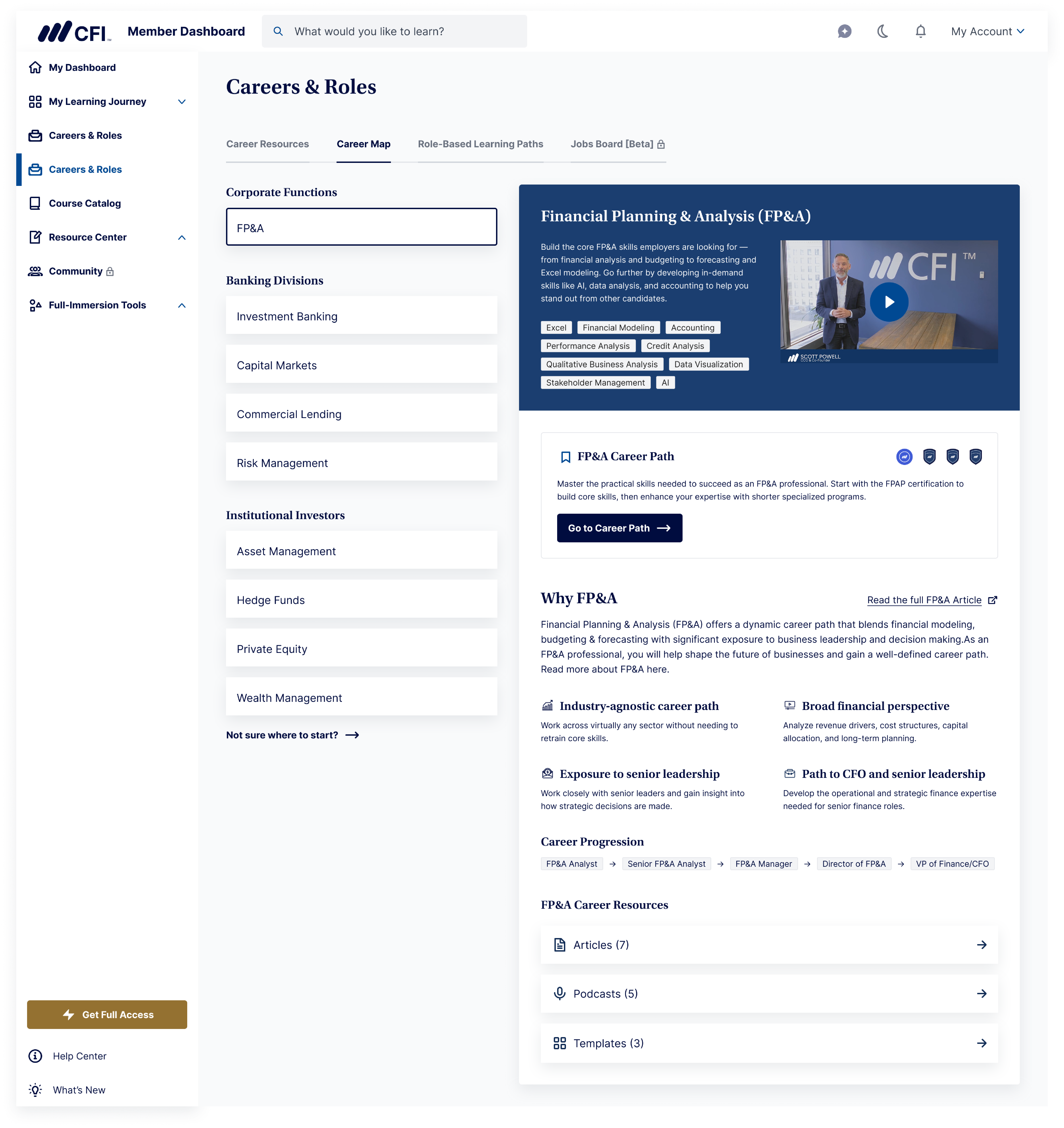 Career Map viewed on the Learner Dashboard