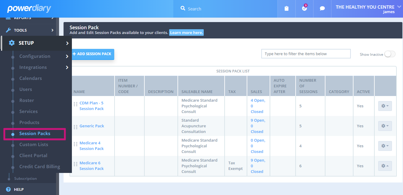 Setting Up and Using Session Packs Power Diary Knowledge Base