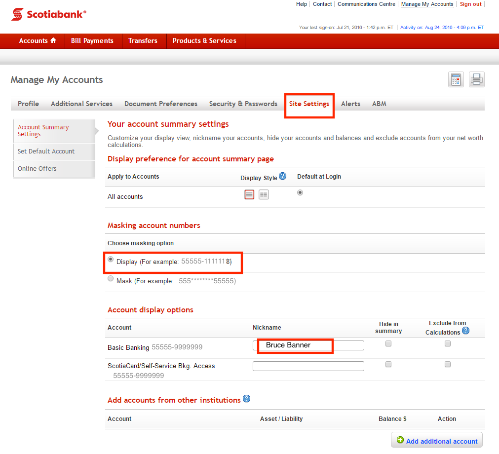 Scotiabank Cheque Account Number