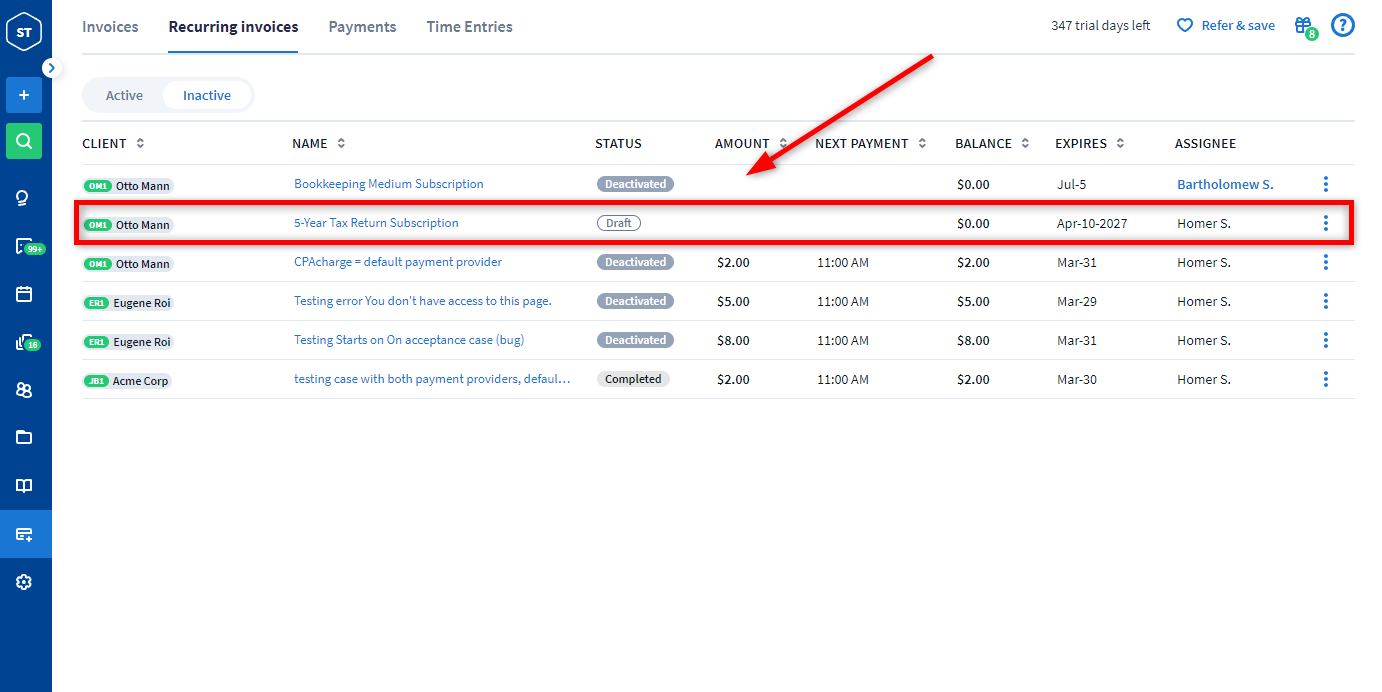 Recurring Invoices (Basic): Create, Schedule, Save as Draft - TaxDome ...