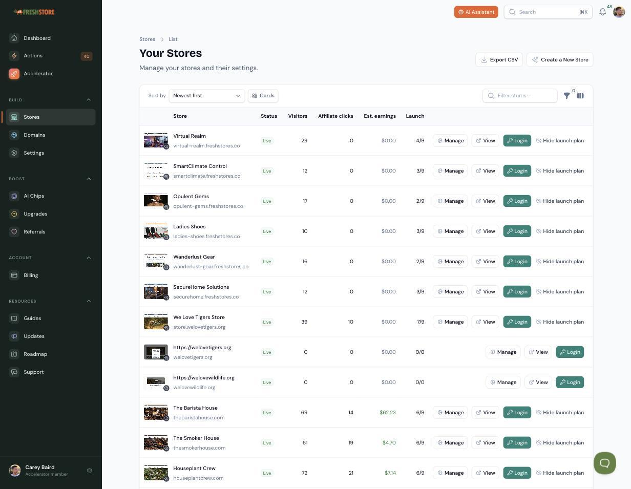 The store list