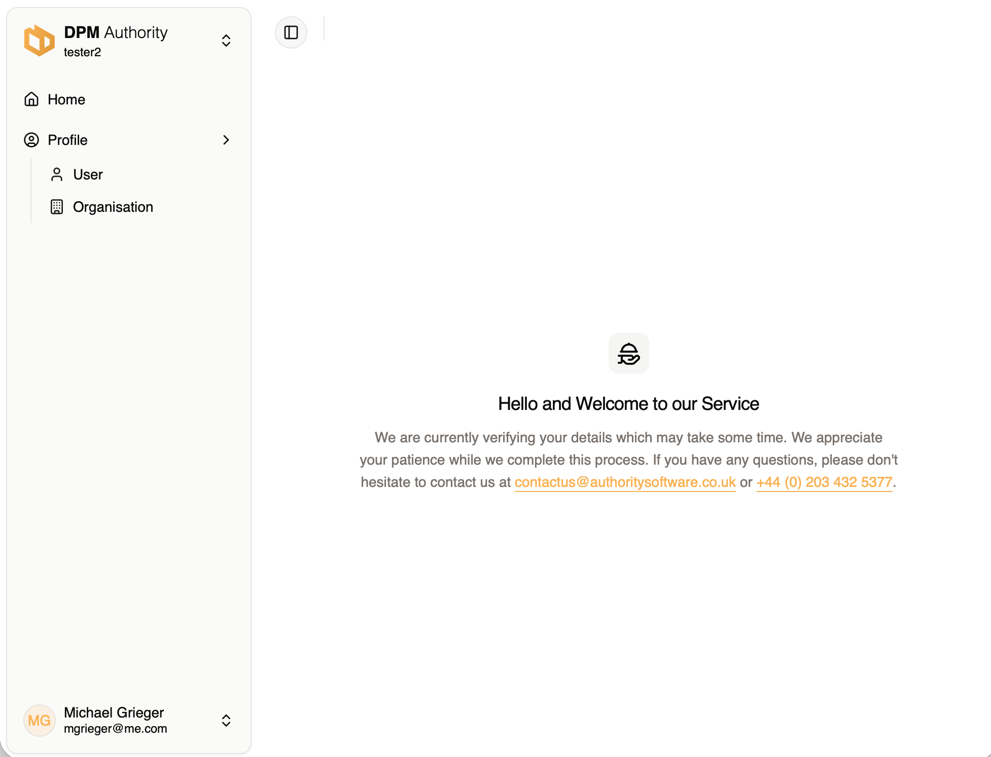 Account pending verification message
