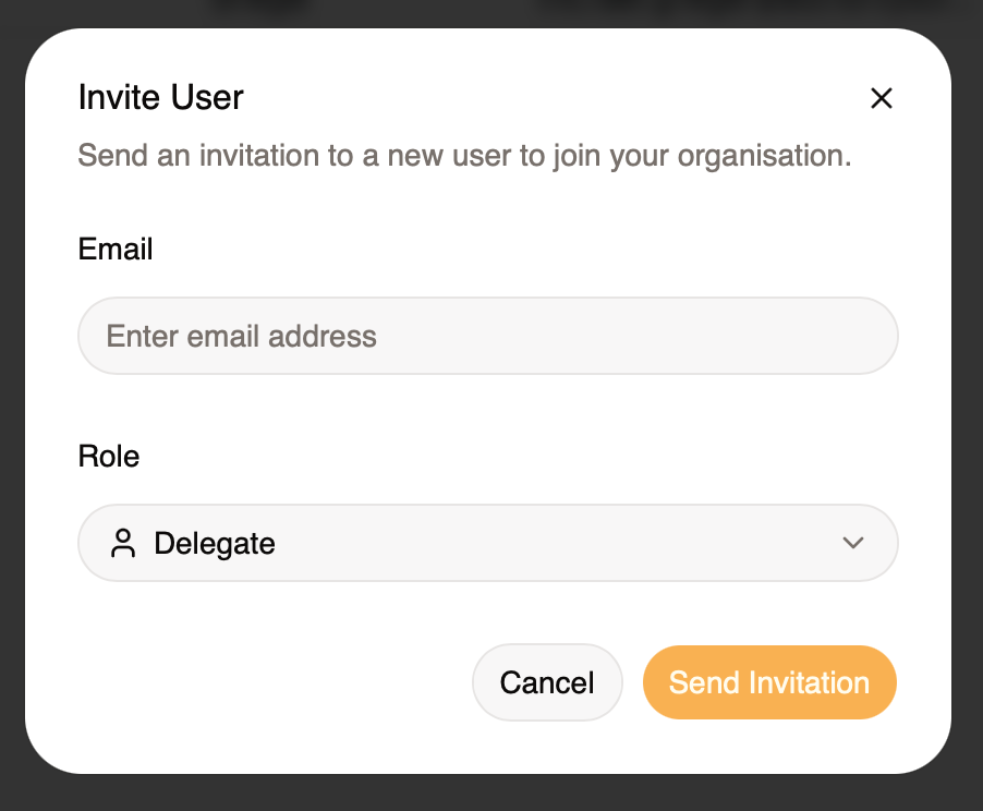 Invite users dialog