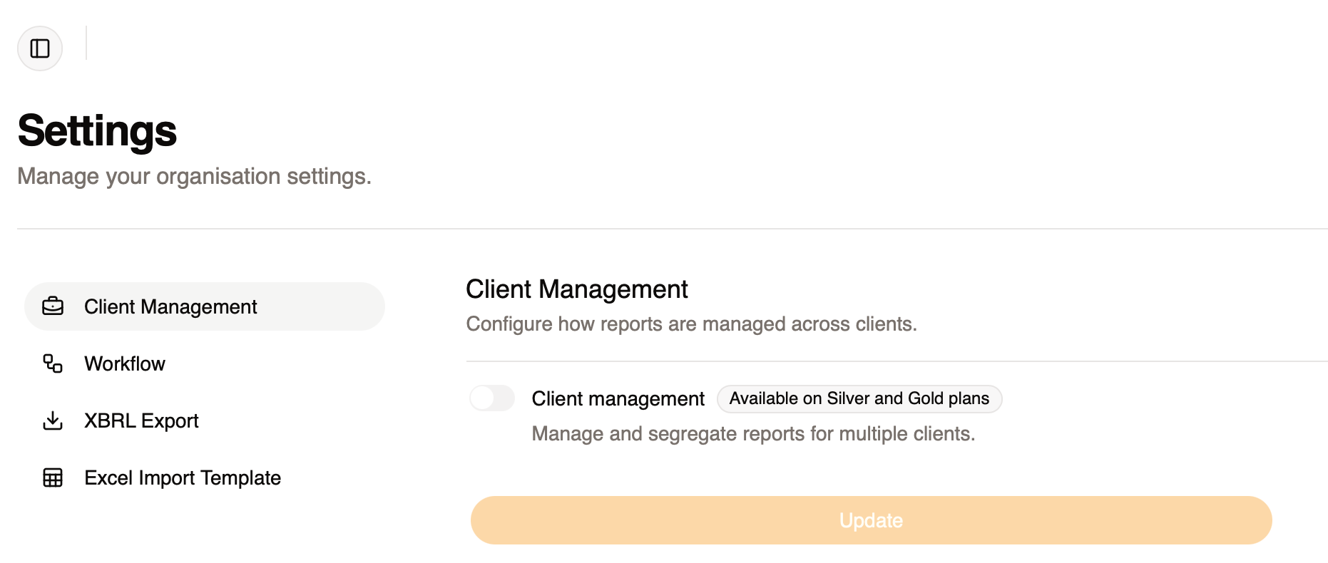 Client management setting