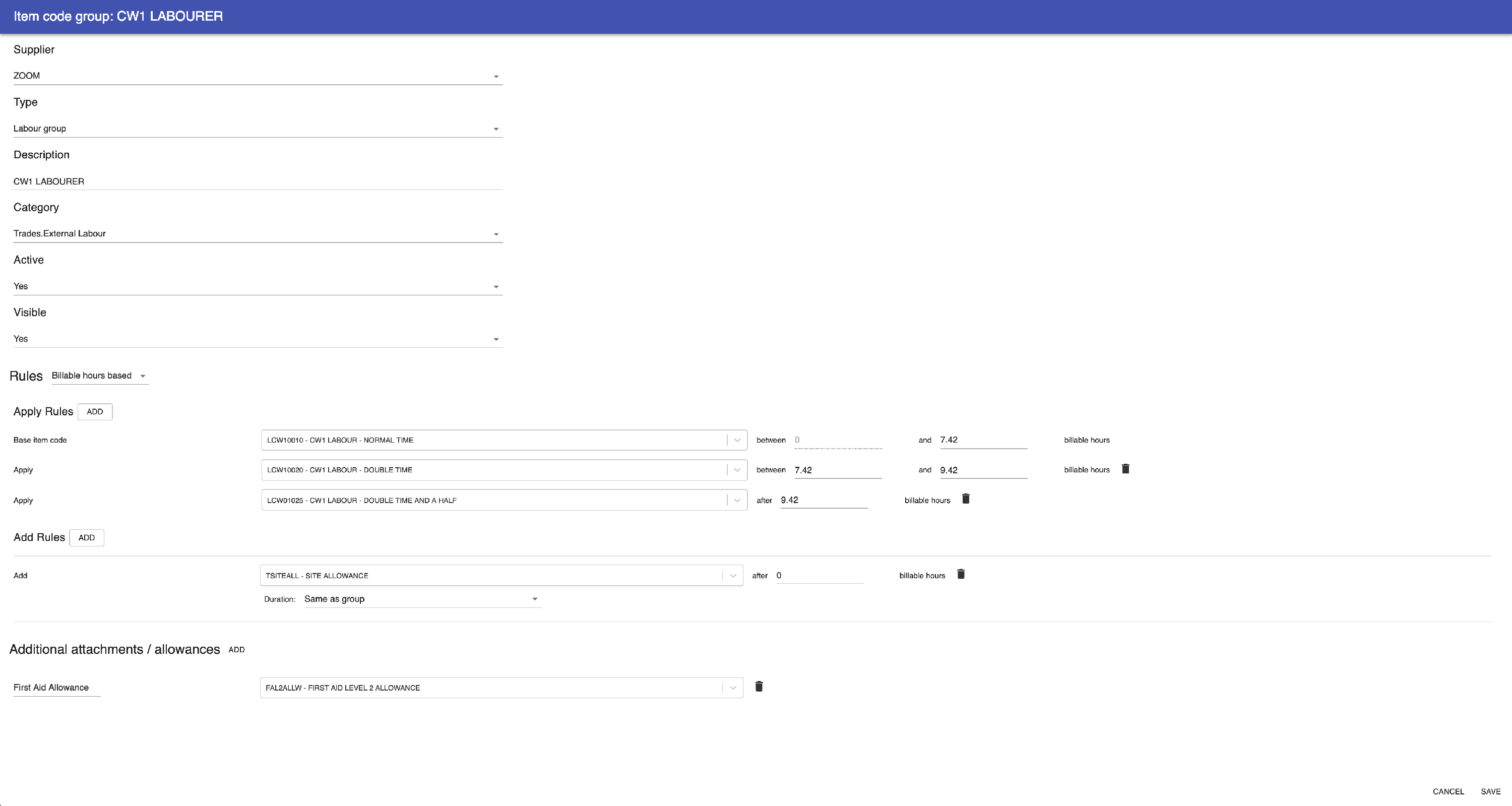 Adding Item code groups - Virtual Superintendent Knowledge Base