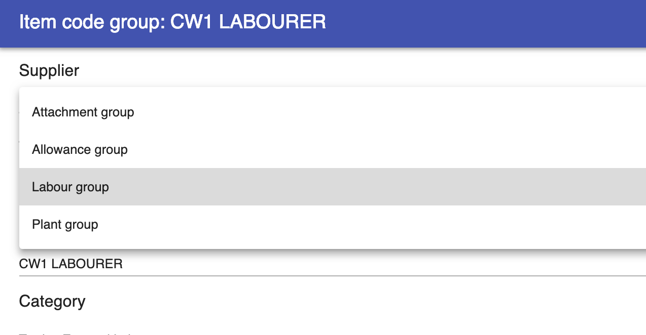 Adding Item code groups Virtual Superintendent Knowledge Base