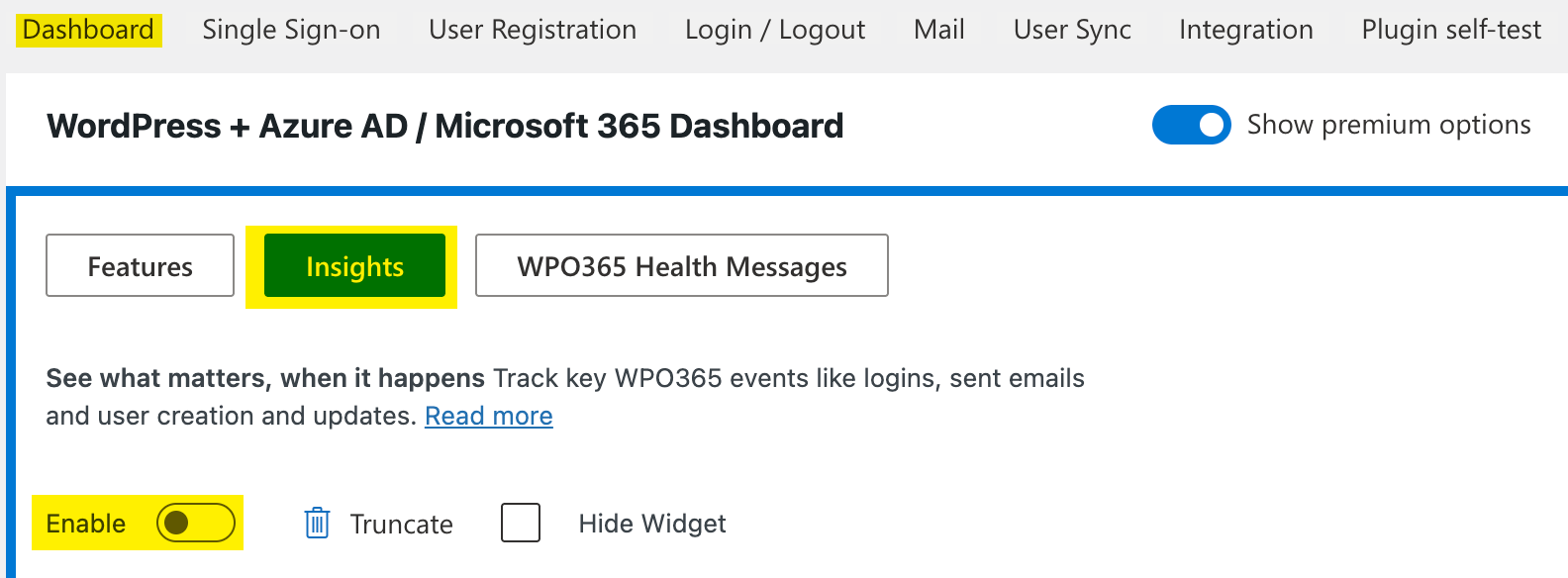 Enable WPO365 Insights