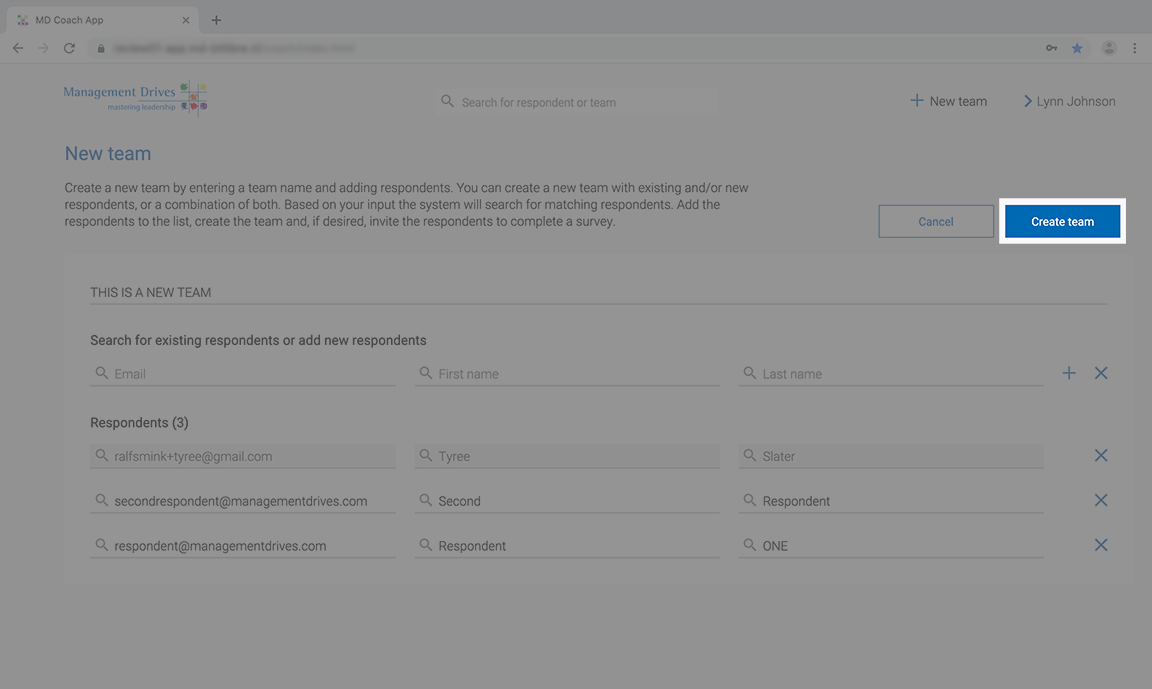 Nieuw team maken Management Drives Knowledge Base