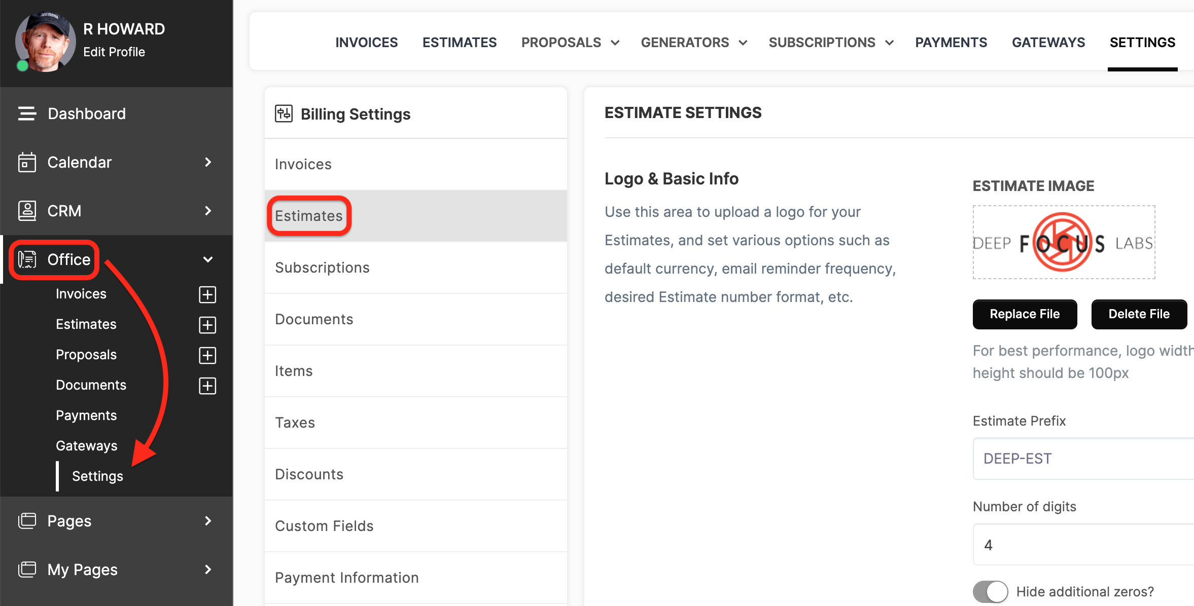 OFFICE: Estimates - SuiteDash Help Documentation