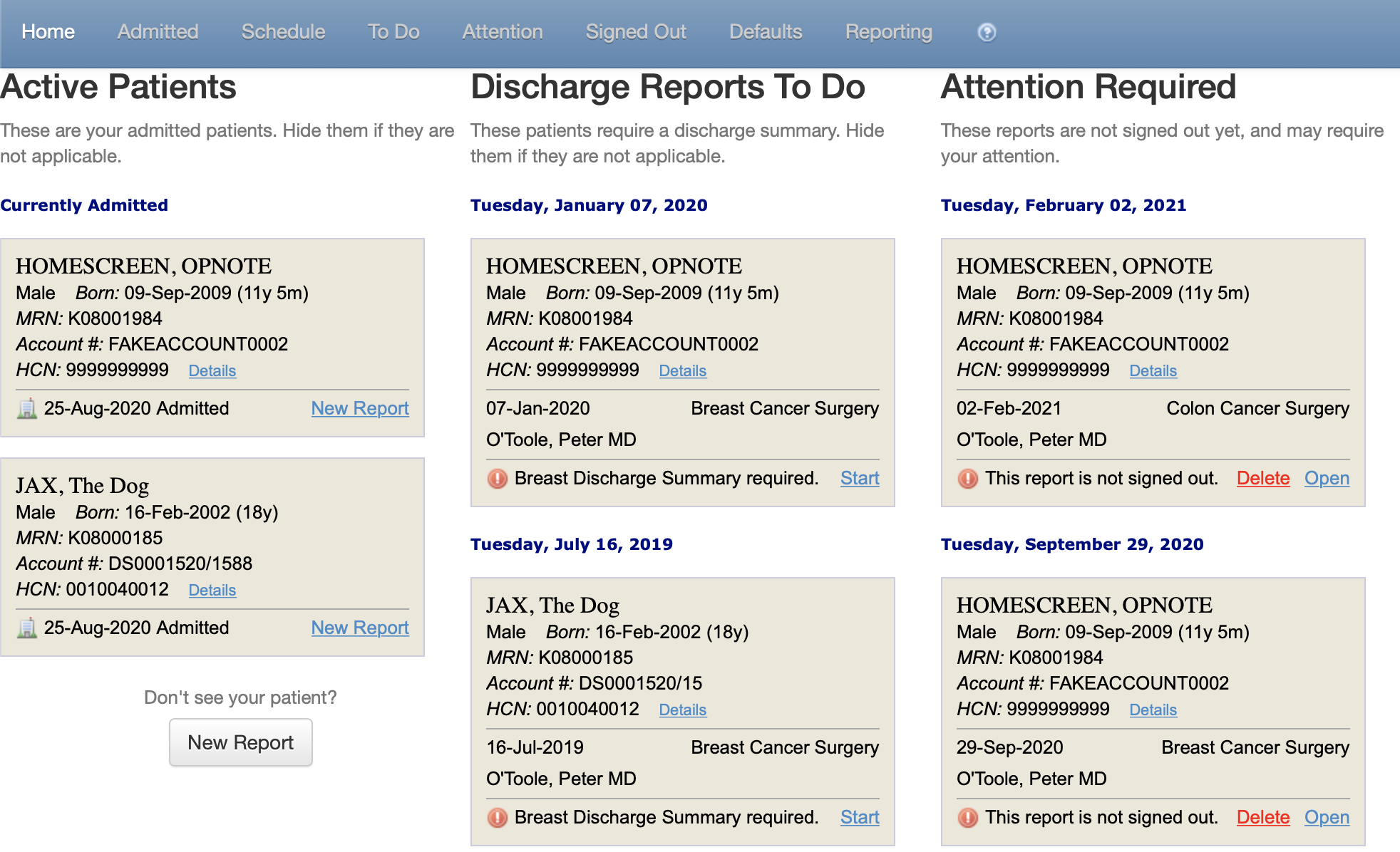 Admitted Workflow Dashboard