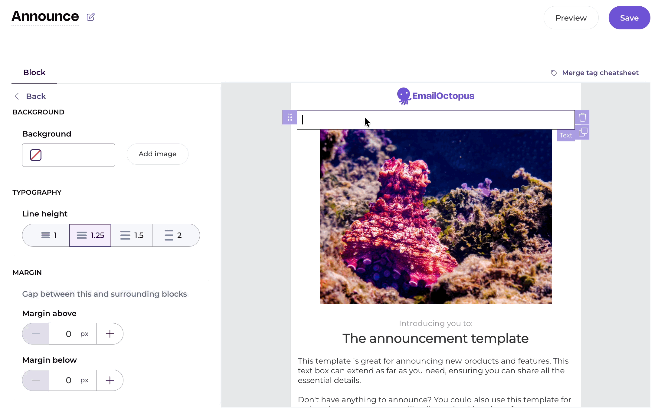 Adding the web version link using the text toolbar