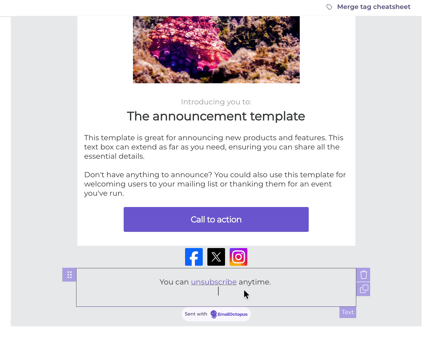 Adding sender info using the text toolbar