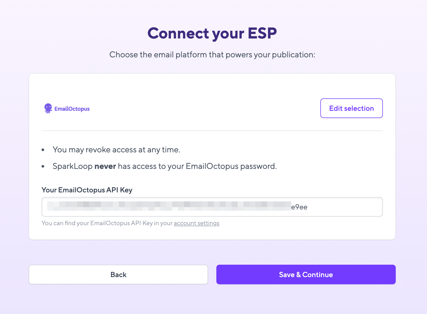 Connect your ESP screen on Sparkloop