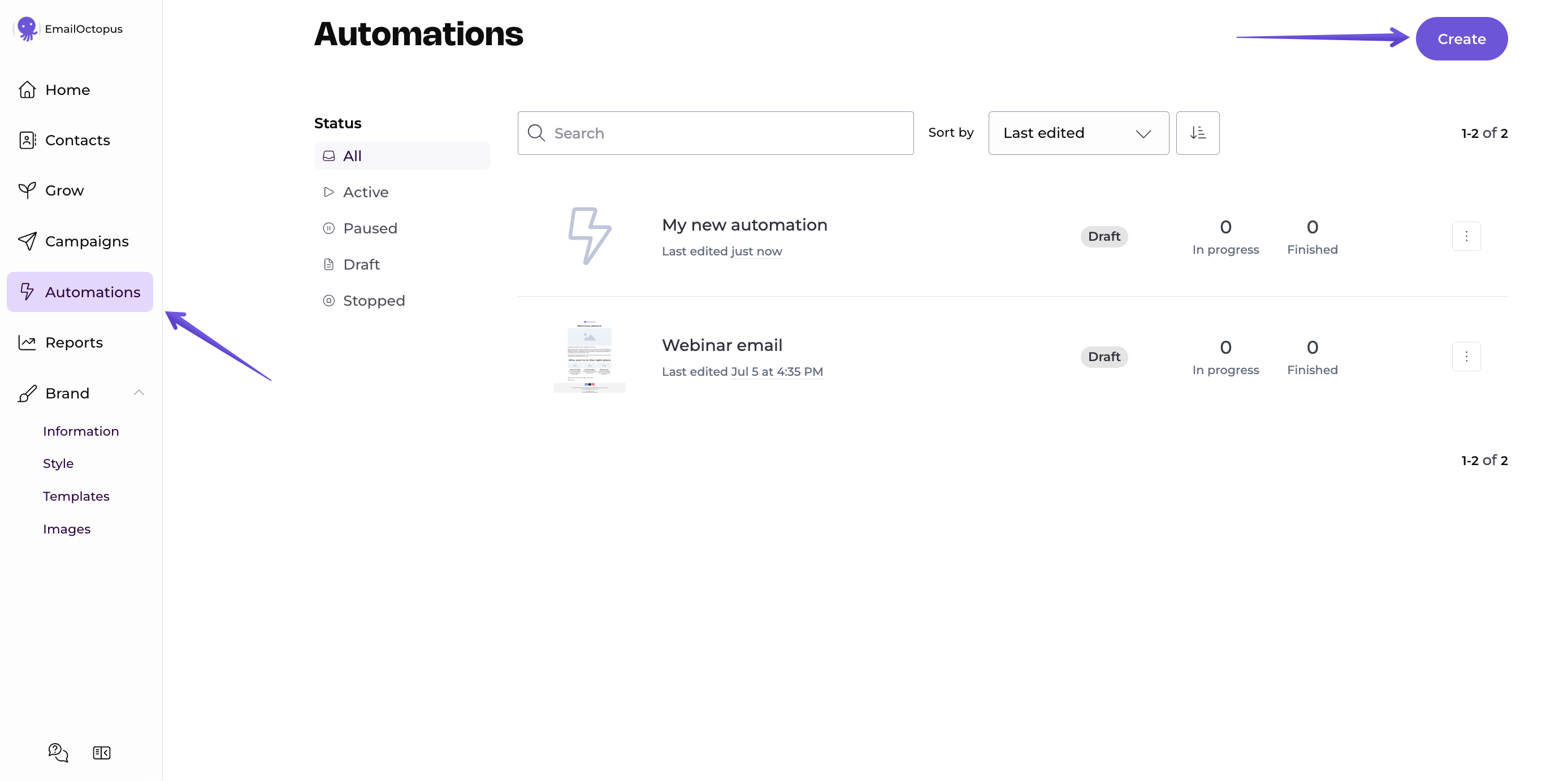 Automations tab