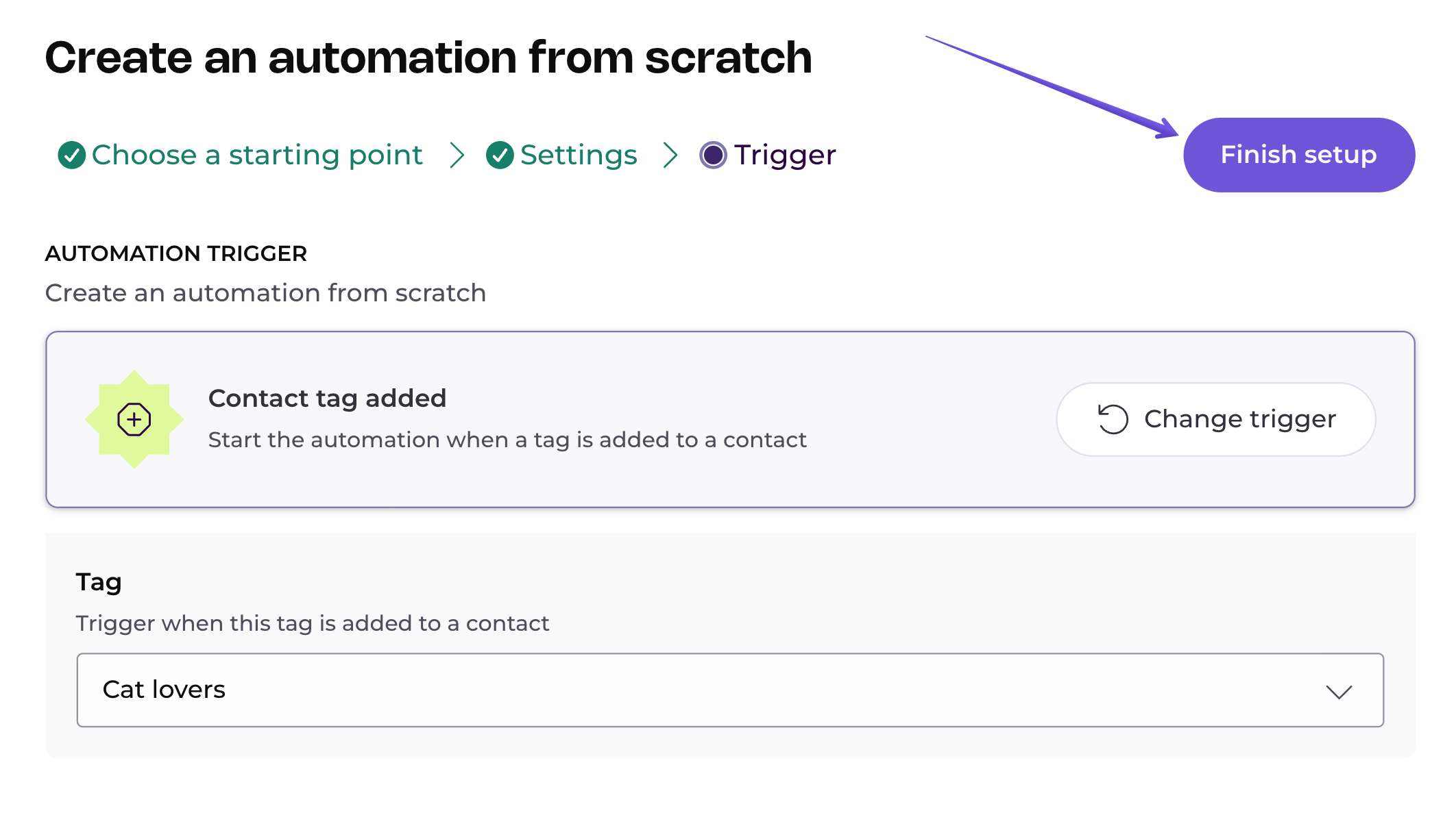 Finish the automation setup