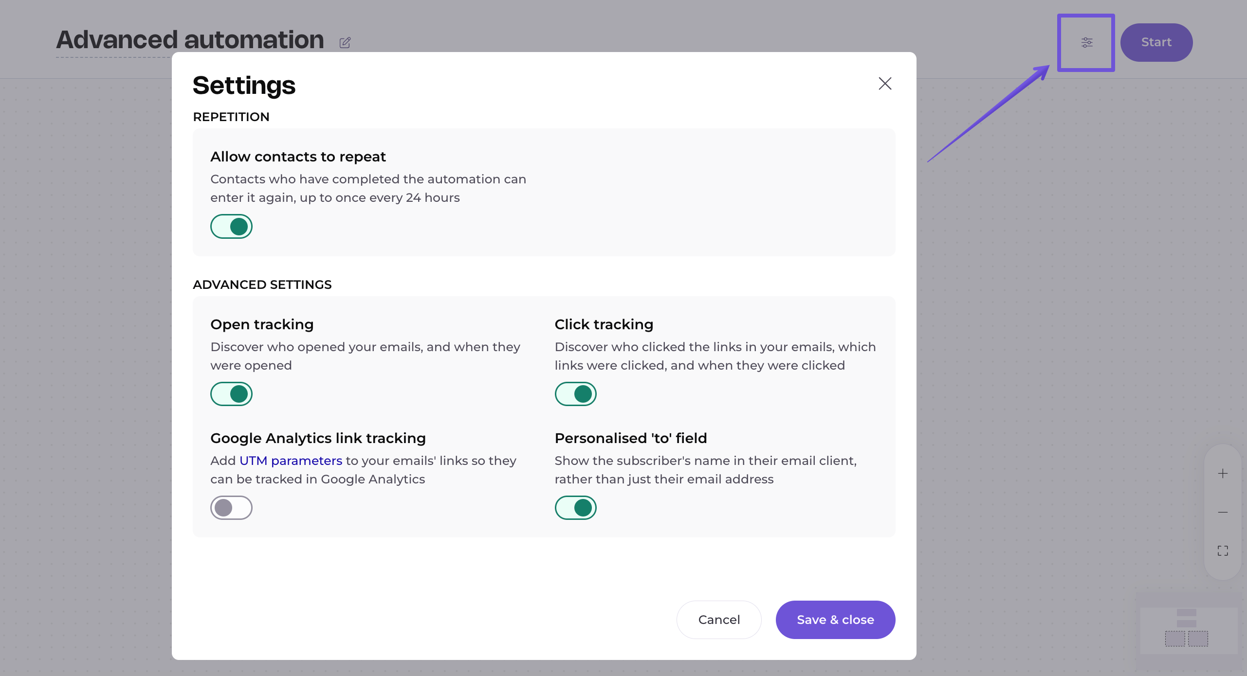 Automation settings