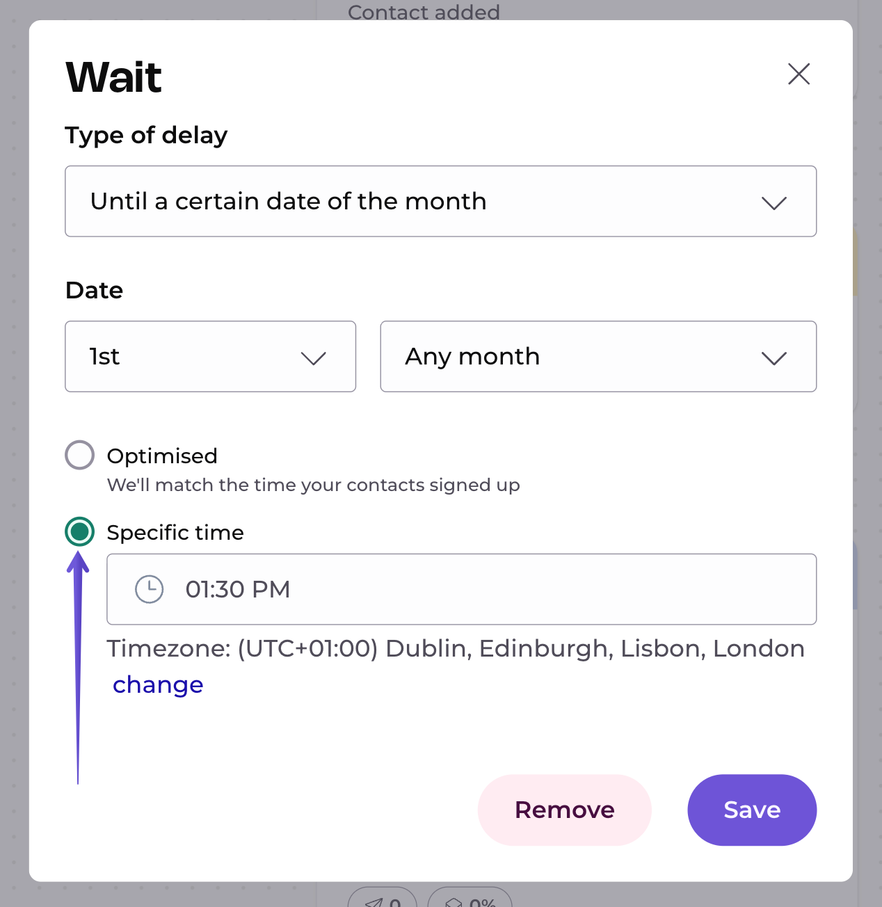 wait step until a certain time of the month and a specific time