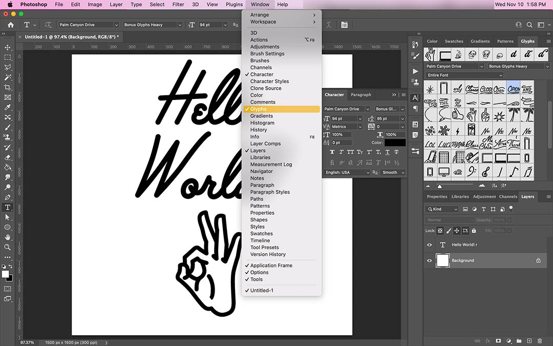 get rid of glyphs in illustrator